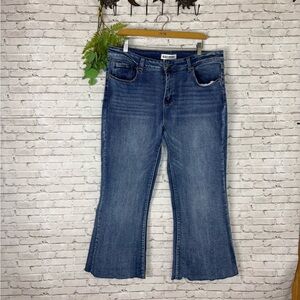 Disclosure Stretch Raw Hem Cropped Kick Flare Jeans